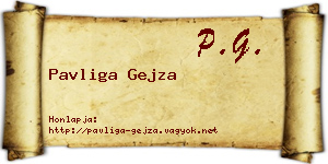 Pavliga Gejza névjegykártya